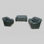 salon en cuir 6 places vert foncé