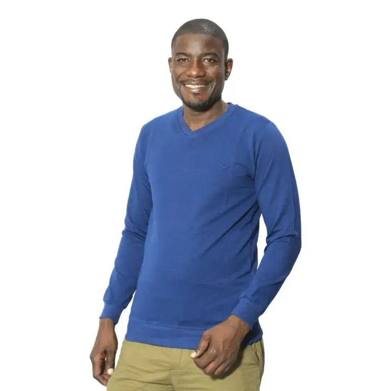 Pull col Homme bleu