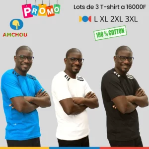 lot de 3 T-shirts en coton 3 Lots de 3 T-shirts en coton