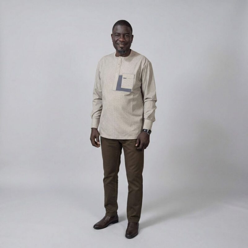 Chemise Africaine Homme Beige Manche Longue