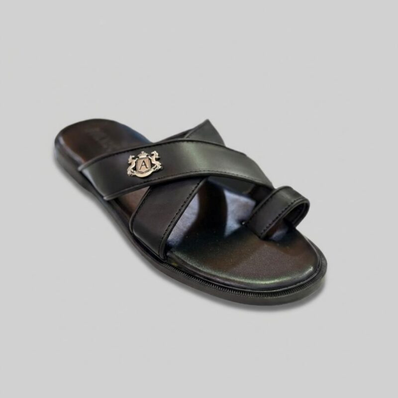 Sandale Homme en Cuir Marron à Talon Rasé