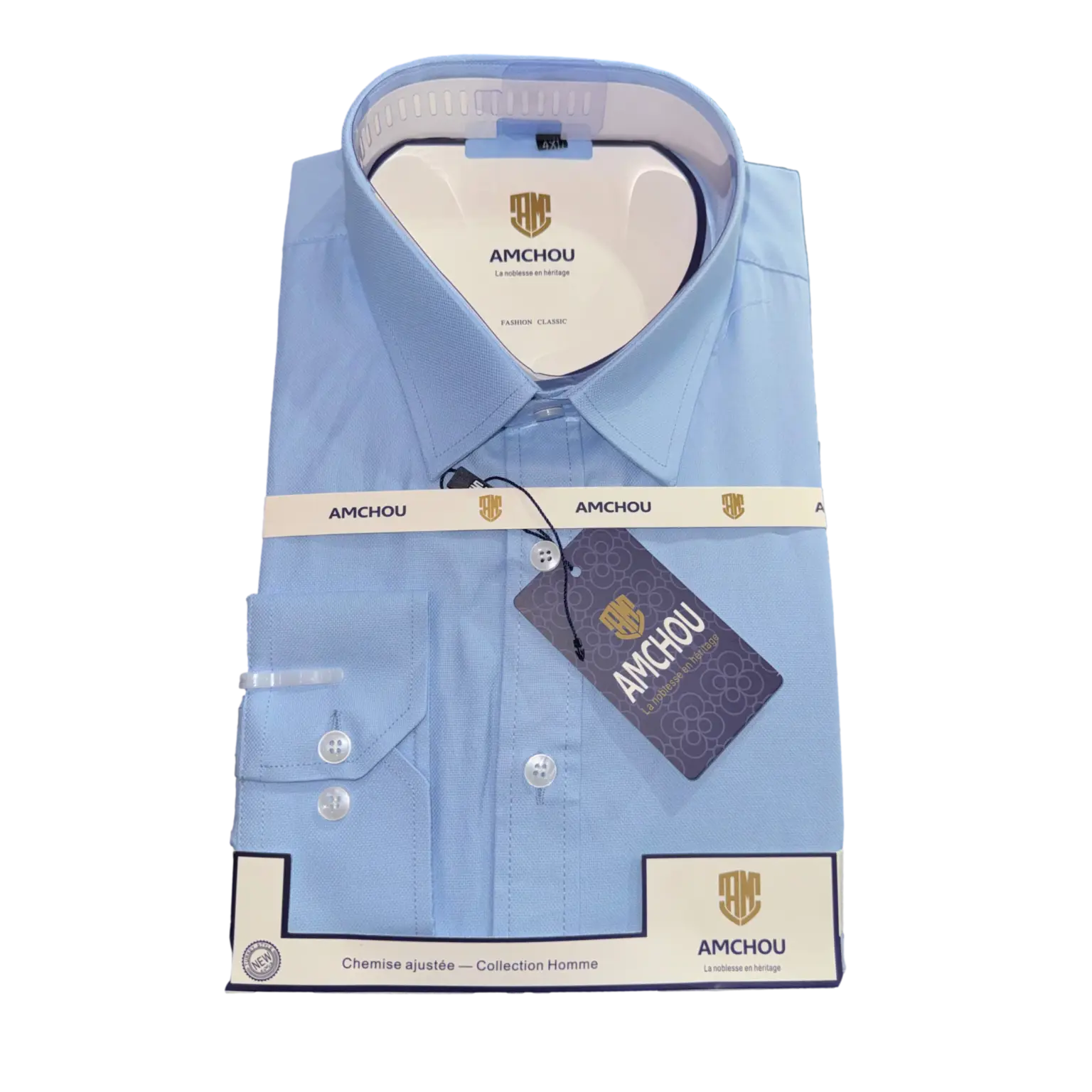 Chemise élégante pour homme à Dakar, manches longues et coupe moderne, idéale pour le bureau ou les sorties, collection AMCHOU.