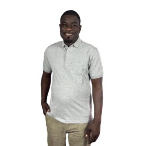 Polo manches courtes AMCHOU pour homme – coton respirant, couleurs noir, marron, bleu de nuit, vert et gris, idéal pour Dakar et Sénégal