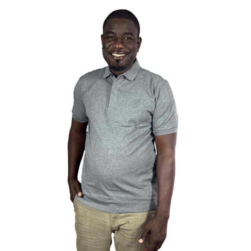 Polo manches courtes AMCHOU pour homme – coton respirant, couleurs noir, marron, bleu de nuit, vert et gris, idéal pour Dakar et Sénégal